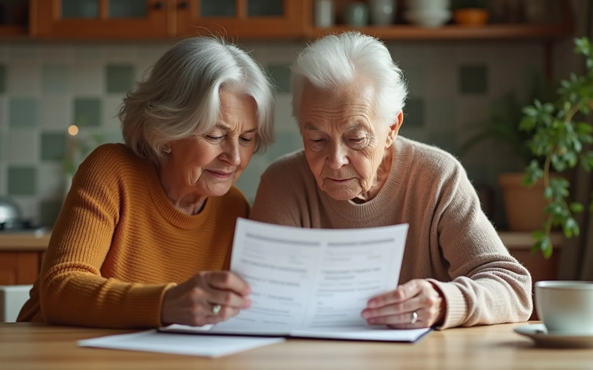 Mutter und Tochter vergleichen gemeinsam Pflegegeld und Pflegesachleistung
