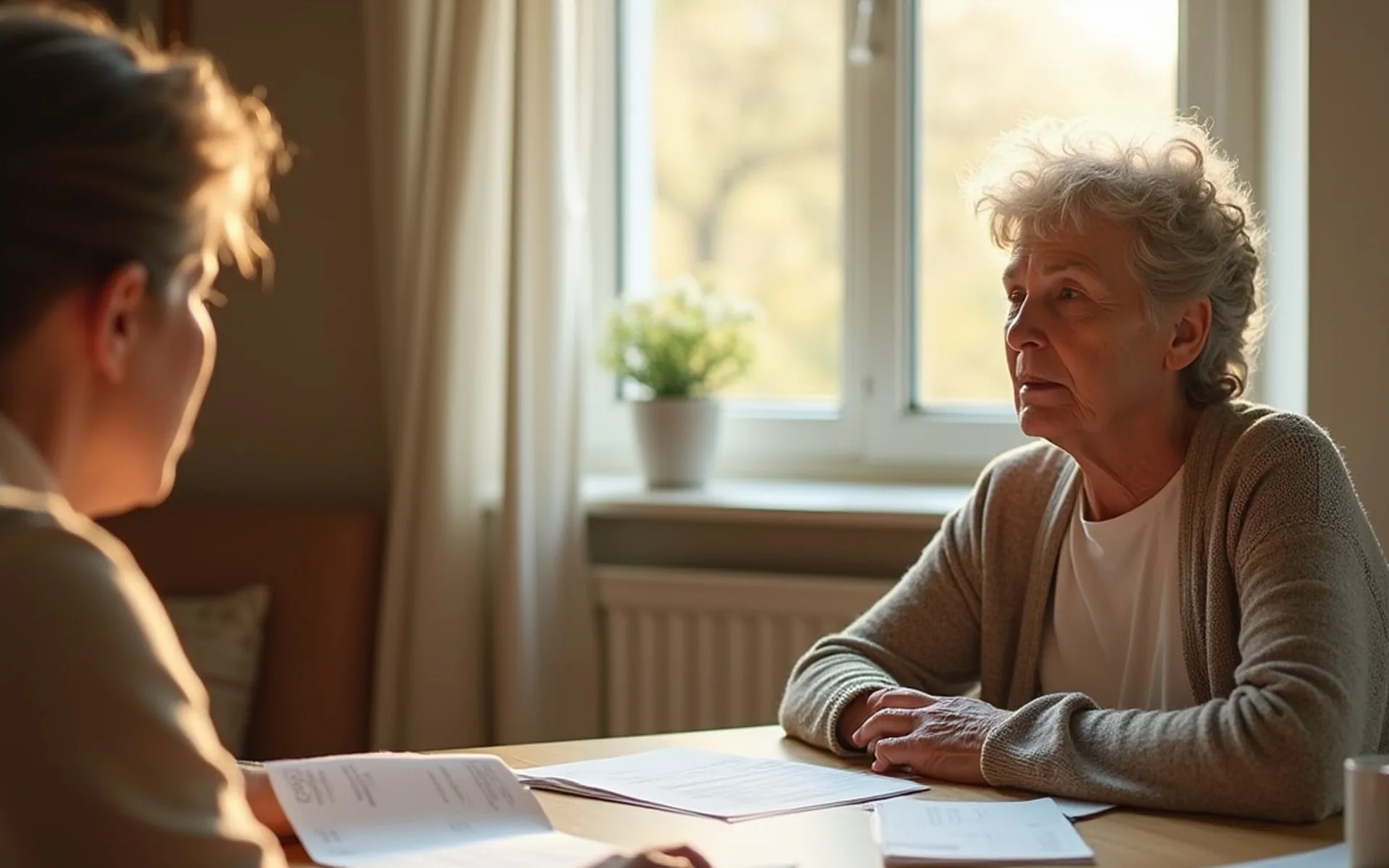 Eine Mitarbeiterin bespricht mit dem Arbeitgeber die Pflegezeit